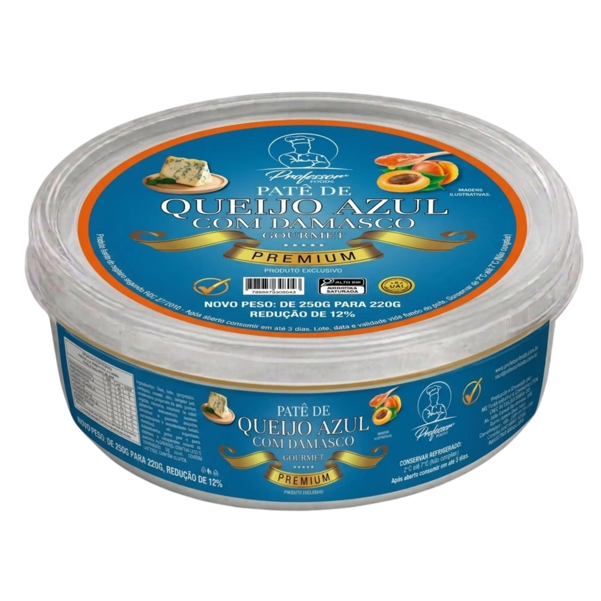 Patê de Queijo Azul com Damasco em pote de vidro